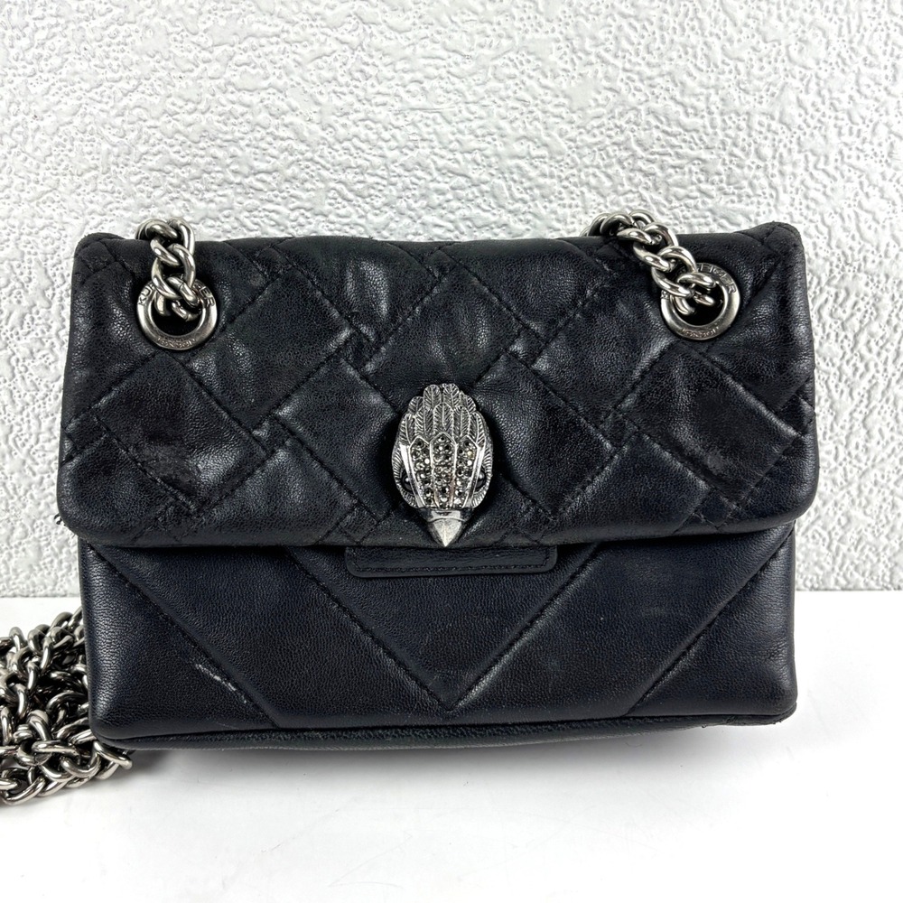 Kurt Geiger Kensington Mini Bag Women OS Black Quilted Leather Eagle Luxury Goth